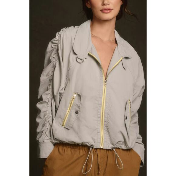 Daily Practice By Anthropology Jackets & Blazers - Daily Practice Anthropologie Pop Trim Ruched Sleeve Jacket Windbreaker Sz L Y2K